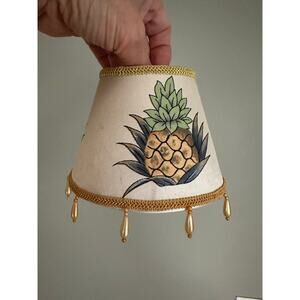 Mini Lamp Shade pineapple Beige Fabric Beaded 4” clip On Chandelier